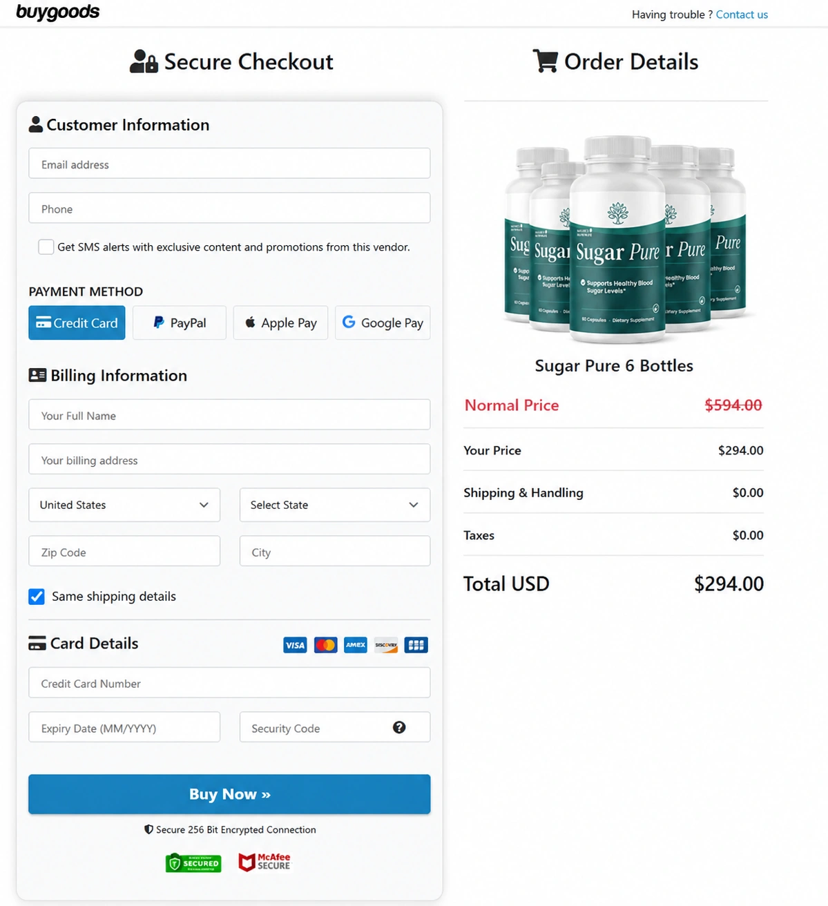 Sugar Pure- Secure Page